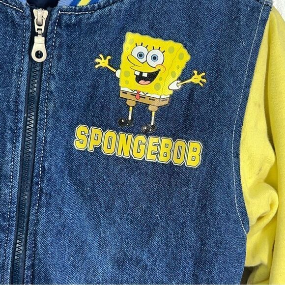 Nickelodeon SpongeBob youth size 8/10 denim graphic zip up jacket - Picture 5 of 8